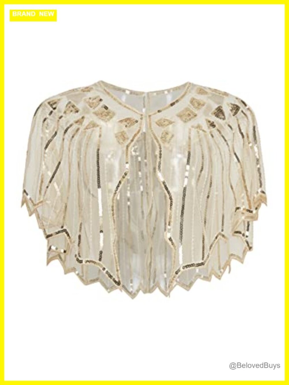 Beaded Sequin Sheer Evening Shawl Wrap One Size Bridal Cape
